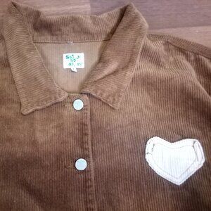 Shiny By Nature Heart Corduroy Work Shirt Jacket